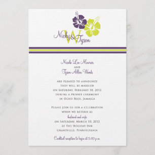 Monogram Hibiscus Flower Wedding Invitation
