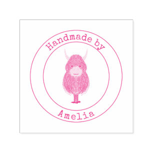 Monogram Highland Cow Handmade By   Self-inking Stamp