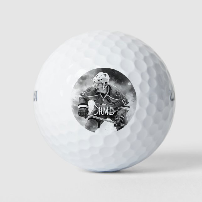 Monogram Hockey Player Sport Golf Balls (Front)