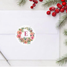 Monogram Holiday Pink Joy Wreath Botanical