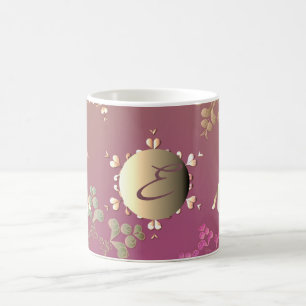 Monogram Holiday Snowflakes and Reindeer Coffee Mug