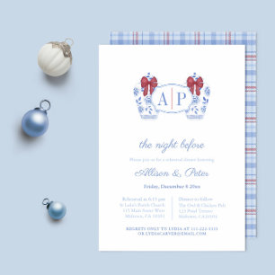 Monogram Holidays Wedding Rehearsal Dinner Invitation