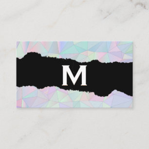 Monogram Holographic Gradient Torn Effect Business Card