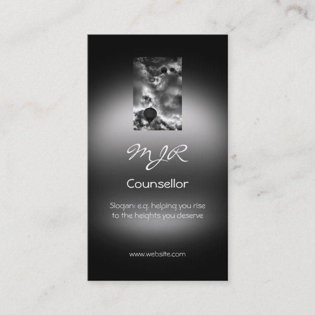 Monogram, Hot Air Balloon Stack, metallic-look Business Card (Front)