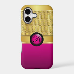 Monogram Hot Pink and Gold Mesh