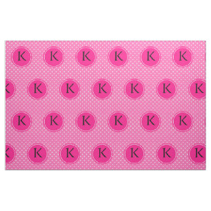 Monogram Hot Pink and White Polka Dot Pattern Fabric