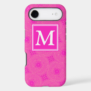 Monogram hot pink circles pattern