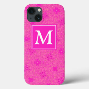 Monogram hot pink circles pattern Case-Mate iPhone 13 Case