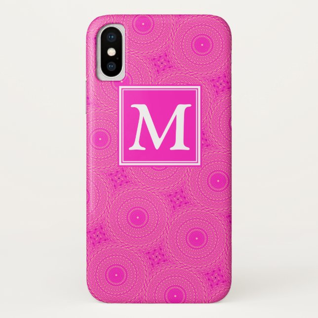 Monogram hot pink circles pattern Case-Mate iPhone case (Back)