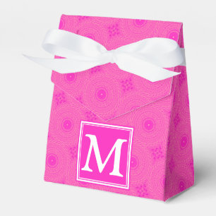 Monogram hot pink circles pattern favour box