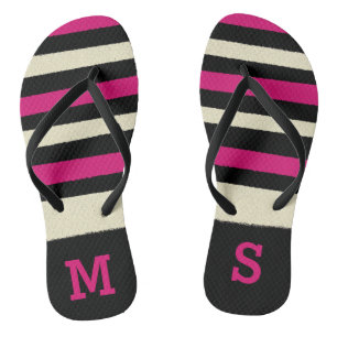 Monogram Hot Pink Cute Modern Trendy Pattern Thongs