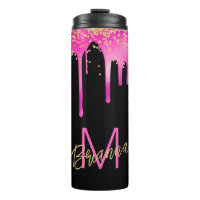 Monogram Hot Pink Drips Modern Personalised