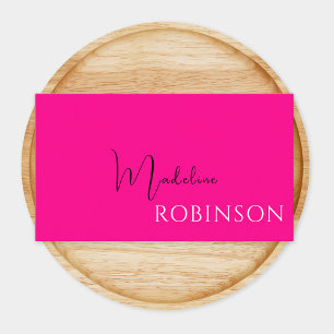 Monogram Hot Pink Elegant Feminine Minimalist Business Card