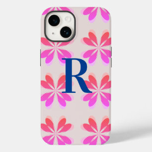 Monogram Hot Pink Retro Flower Pattern Case-Mate iPhone 14 Case