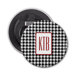 Monogram Houndstooth 2.25-in Button Magnet Bottle Opener