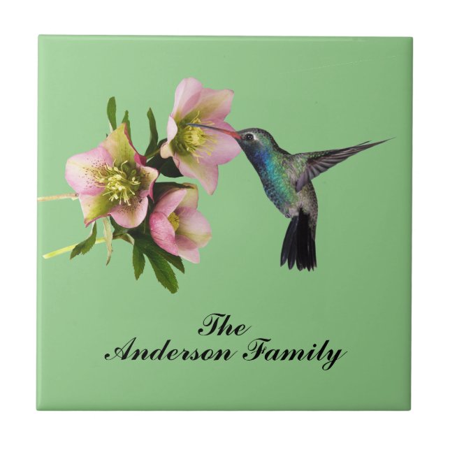 MONOGRAM HUMMINGBIRD CERAMIC TILE (Front)