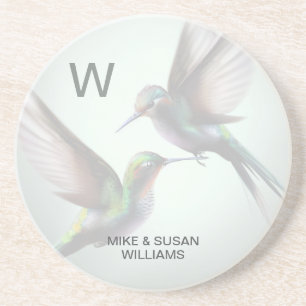 Monogram Hummingbird Sandstone Coaster