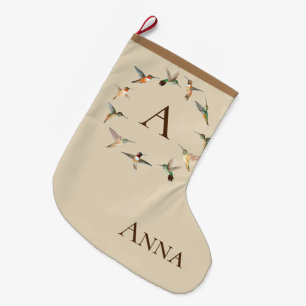 Monogram Hummingbirds Large Christmas Stocking