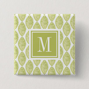 Monogram Hygge Flowers Pattern 15 Cm Square Badge