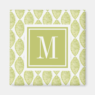 Monogram   Hygge Flowers Pattern Magnet