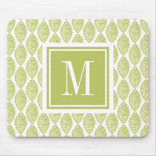 Monogram Hygge Flowers Pattern Mouse Pad