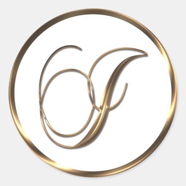 Monogram I Faux Bronze Classic Round Sticker (Front)