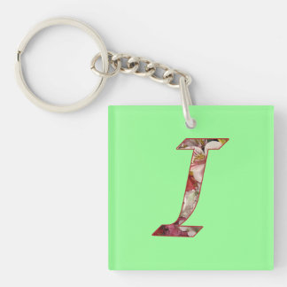 Monogram I Floral Design Keychain