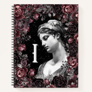 MONOGRAM I GREEK ROMAN CELESTIAL GODDESS ART NOTEBOOK