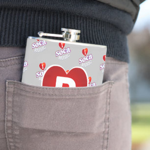 MONOGRAM I LOVE SOCA on GREY Hip Flask