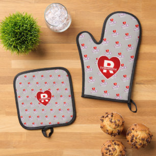 MONOGRAM I LOVE SOCA on GREY Oven Mitt & Pot Holder Set