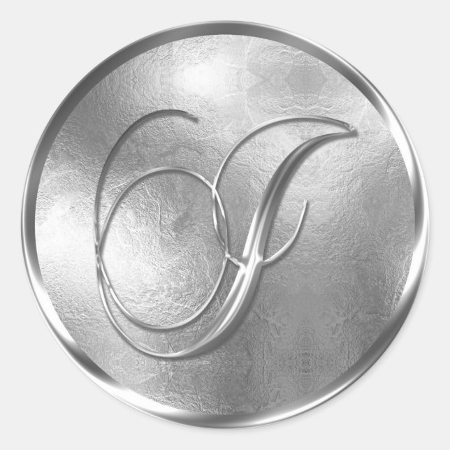 Monogram I NONMETALLIC Silver Envelope Seal (Front)