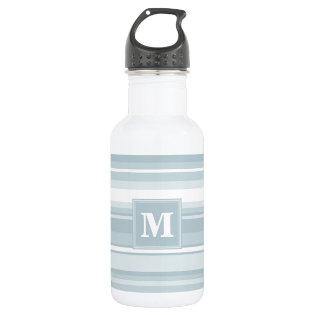 Monogram ice blue stripes 532 ml water bottle (Front)