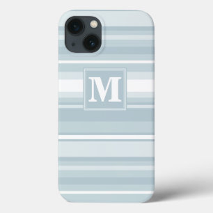 Monogram ice blue stripes Case-Mate iPhone case