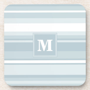 Monogram ice blue stripes coaster