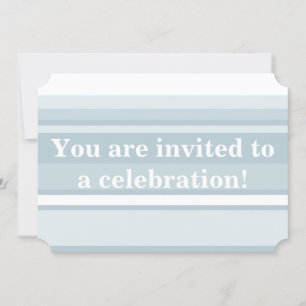 Monogram ice blue stripes invitation