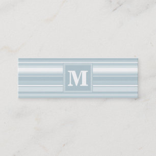 Monogram ice blue stripes mini business card