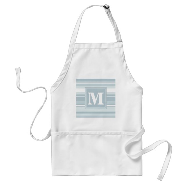 Monogram ice blue stripes standard apron (Front)