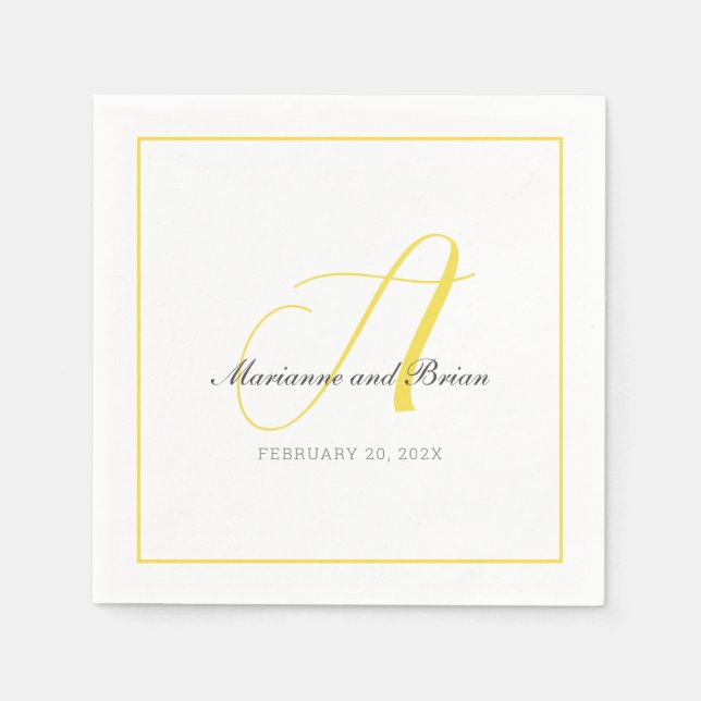 Monogram Illuminating Yellow, and  Grey Napkins (Front)
