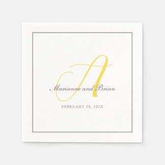 Monogram Illuminating Yellow, and Grey with White Napkin