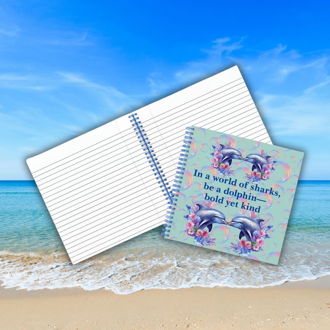 Monogram In a World of Sharks, Be a Dolphin Blue Notebook (Creator Uploaded)