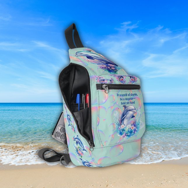Monogram In a World of Sharks, Be a Dolphin Blue Sling Bag (Creator Uploaded)