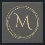 Monogram in Circles Home Decor Stone Coaster<br><div class="desc">Stylish, elegant monogram coasters feature your initial in the centre of three circles - ALL IN YOUR CHOICE OF COLORS - any colour circles, monogram and background. on this 4 inch stone coaster (SOLD INDIVIDUALLY.) Choose marble, limestone, travertine or sandstone. Adds a beautiful touch to your home decor or give...</div>