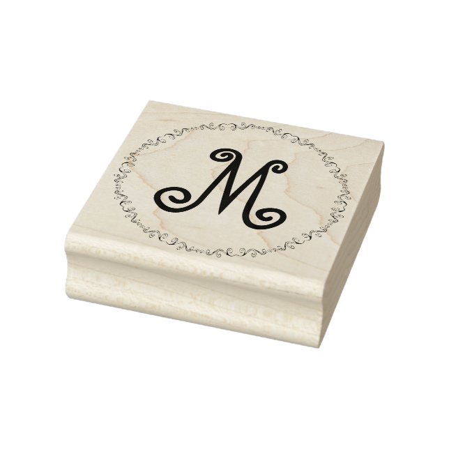 Monogram in Whimsical Doodle Border Art Stamp (Stamp)