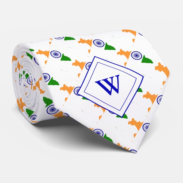 Monogram INDIAN FLAG of India Tie (Rolled)