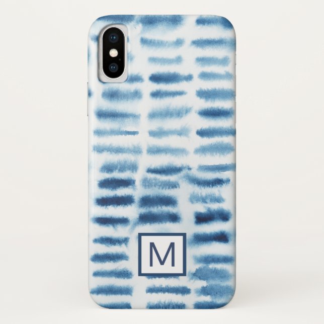 Monogram | Indigio Watercolor Print Case-Mate iPhone Case (Back)