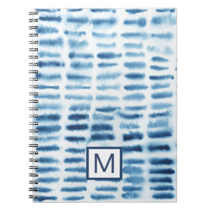 Monogram Indigio Watercolor Print Notebook