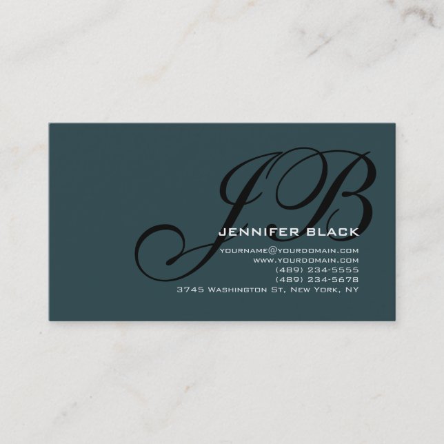 Monogram Indigo Black Colour Tones Business Card (Front)