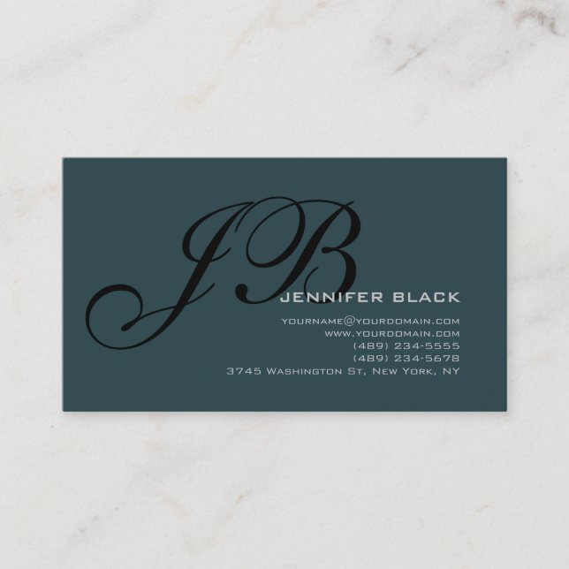 Monogram Indigo Black Consultant Business Card (Front)