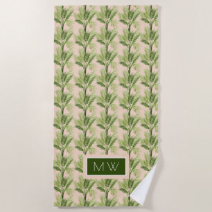 Monogram   Indoor Oasis   Palm Tree Pattern Beach Towel