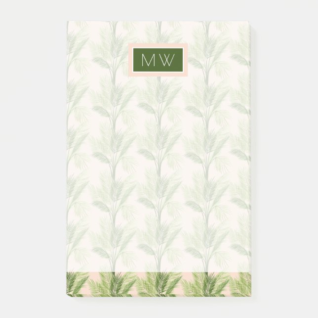 Monogram | Indoor Oasis | Palm Tree Pattern Post-it Notes (Front)